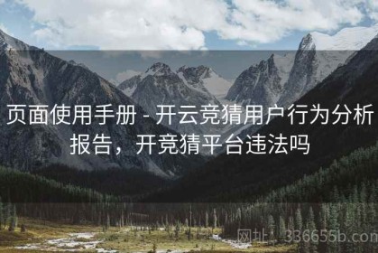 页面使用手册 - 开云竞猜用户行为分析报告，开竞猜平台违法吗