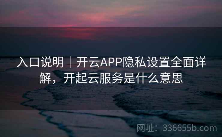 入口说明｜开云APP隐私设置全面详解，开起云服务是什么意思