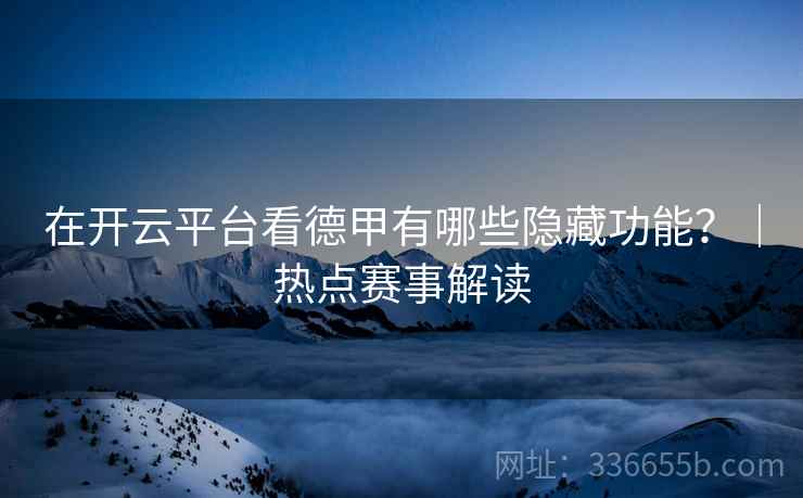在开云平台看德甲有哪些隐藏功能？｜热点赛事解读
